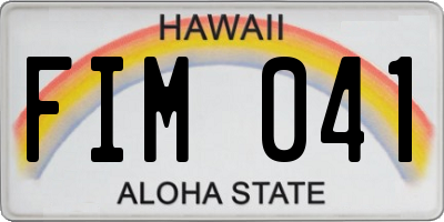 HI license plate FIM041
