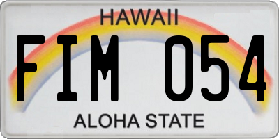 HI license plate FIM054