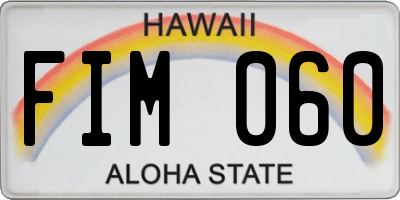 HI license plate FIM060