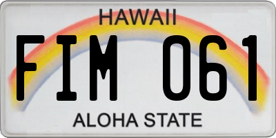HI license plate FIM061