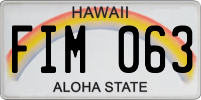 HI license plate FIM063