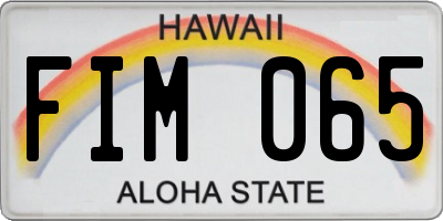 HI license plate FIM065