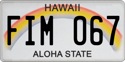 HI license plate FIM067