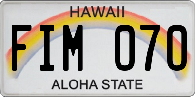 HI license plate FIM070