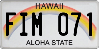 HI license plate FIM071