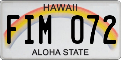 HI license plate FIM072