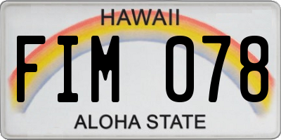 HI license plate FIM078