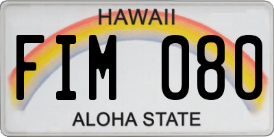 HI license plate FIM080