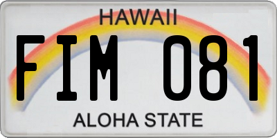 HI license plate FIM081
