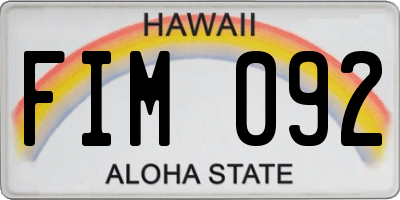 HI license plate FIM092