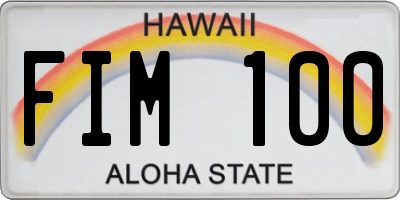 HI license plate FIM100