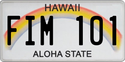 HI license plate FIM101