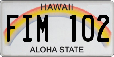 HI license plate FIM102