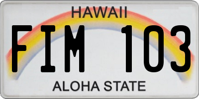 HI license plate FIM103