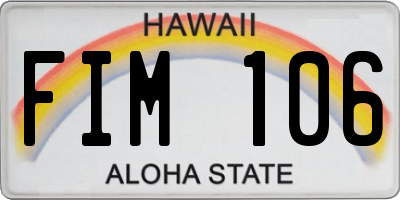HI license plate FIM106