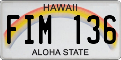 HI license plate FIM136