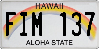 HI license plate FIM137
