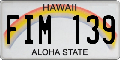 HI license plate FIM139