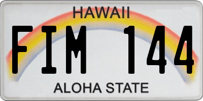 HI license plate FIM144