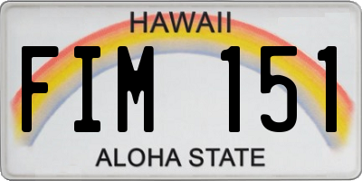 HI license plate FIM151