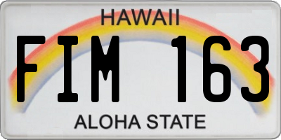 HI license plate FIM163