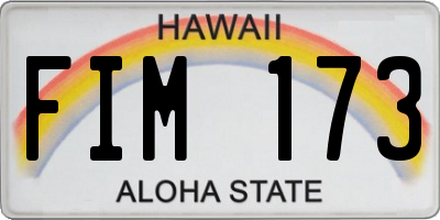HI license plate FIM173