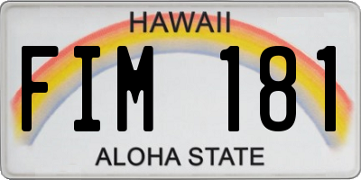 HI license plate FIM181