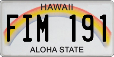 HI license plate FIM191