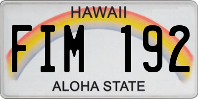 HI license plate FIM192