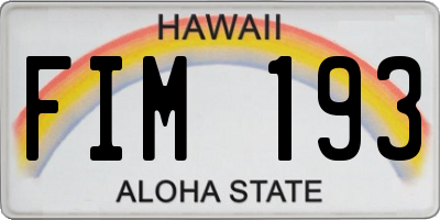 HI license plate FIM193