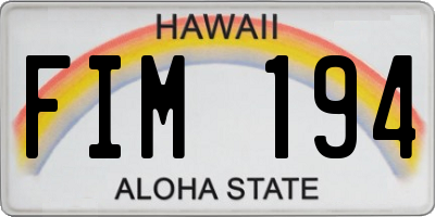 HI license plate FIM194