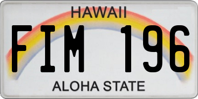HI license plate FIM196