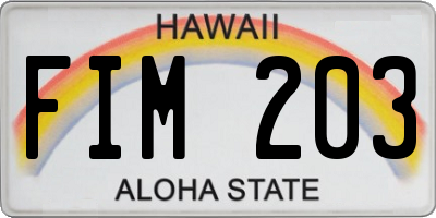 HI license plate FIM203