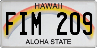 HI license plate FIM209