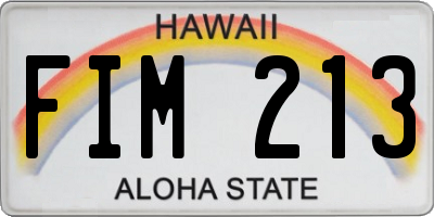 HI license plate FIM213