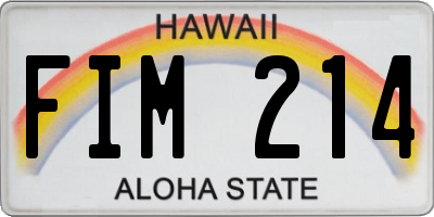 HI license plate FIM214