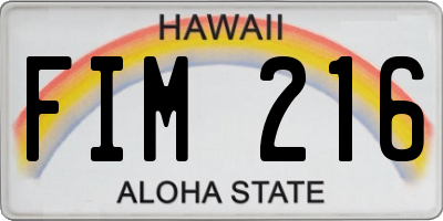 HI license plate FIM216