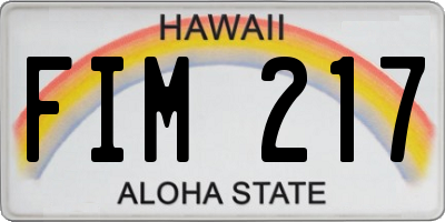 HI license plate FIM217