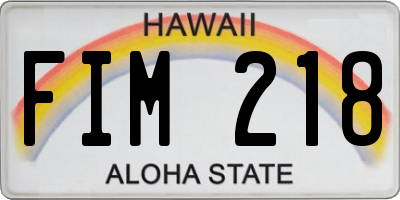 HI license plate FIM218