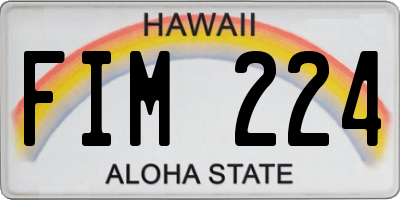 HI license plate FIM224