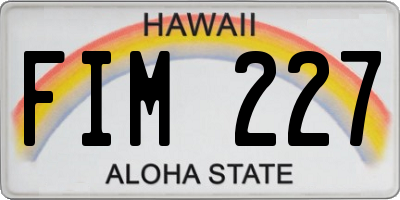 HI license plate FIM227
