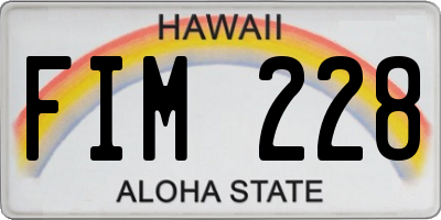 HI license plate FIM228