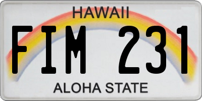 HI license plate FIM231