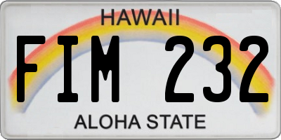 HI license plate FIM232