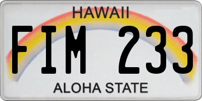 HI license plate FIM233