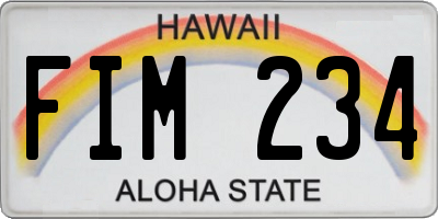 HI license plate FIM234