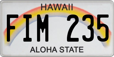 HI license plate FIM235
