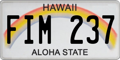 HI license plate FIM237