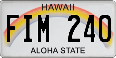 HI license plate FIM240
