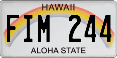 HI license plate FIM244